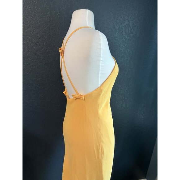 Amanda Uprichard Revolve Yellow Bows Back Midi Melonie Dress Sz Small - Picture 6 of 7